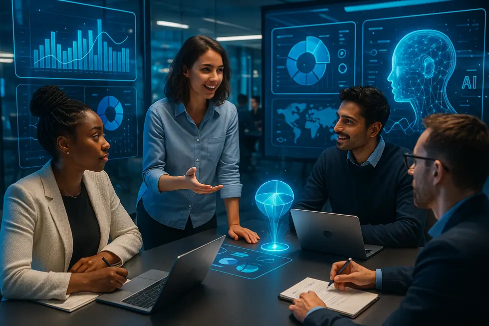 Illustration von komplexen Datenströmen und Analysegrafiken im Marketing.