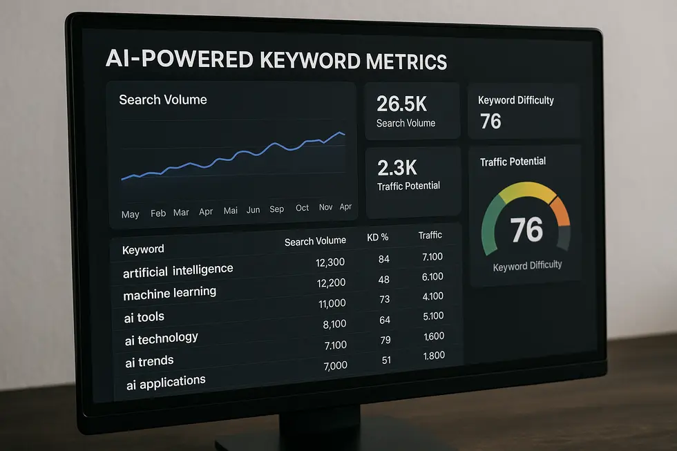 Ein Einblick in KI-gestützte Keyword-Metriken für optimiertes SEO.