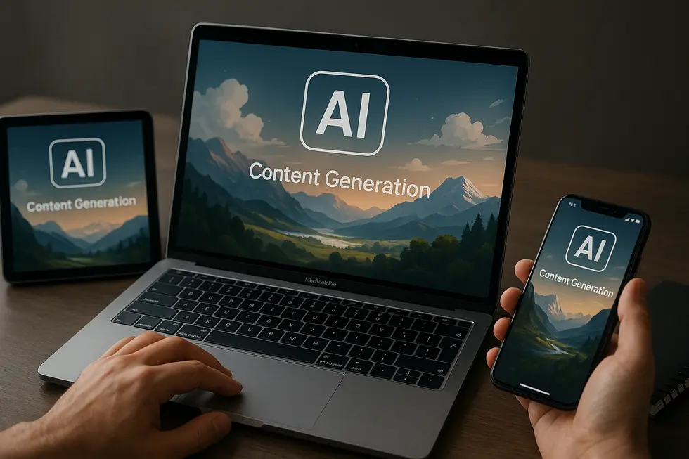Digitales Terminal mit Marketing-Dashboards in futuristischer Umgebung.