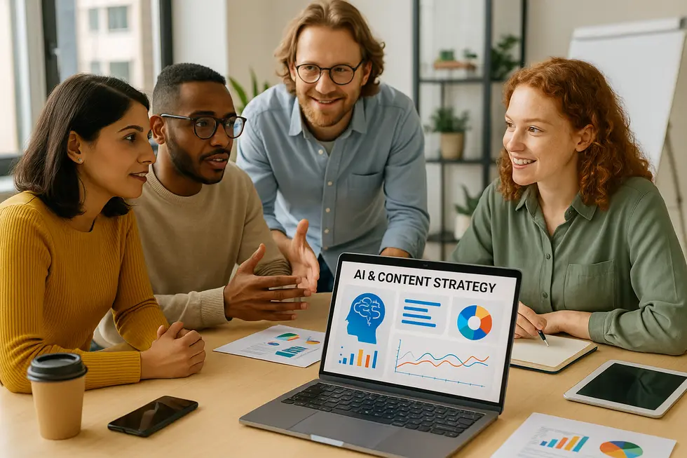 Digitales Dashboard für Content-Strategie mit KI-Integration.