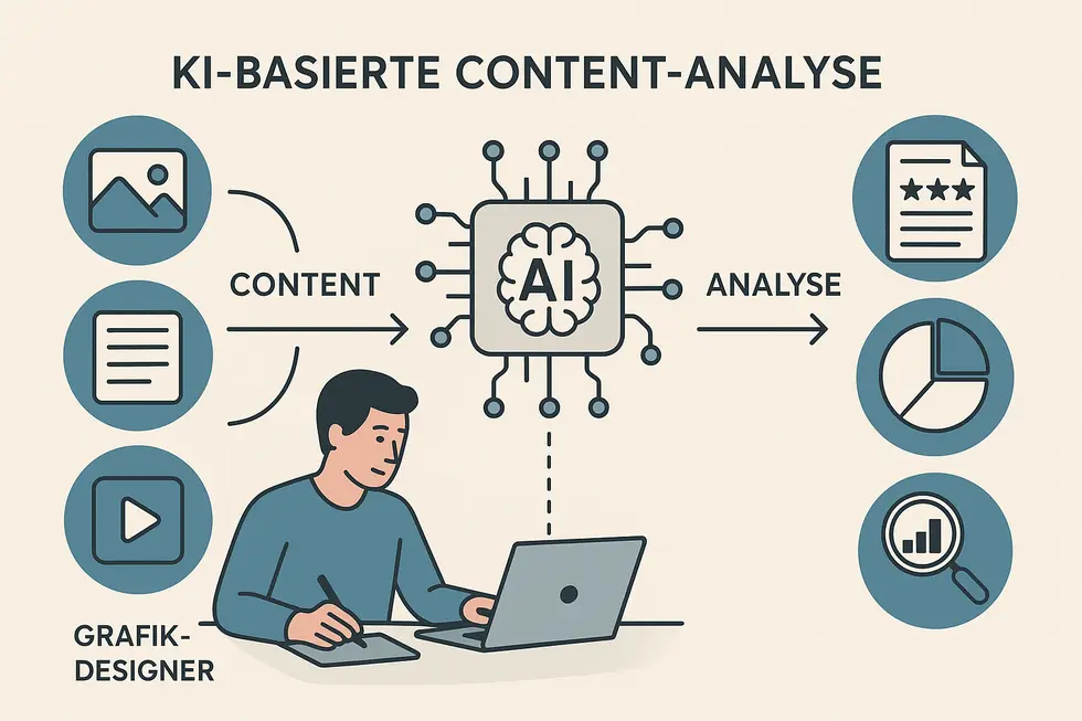 Visuelle Darstellung einer KI-basierten Content-Analyse.