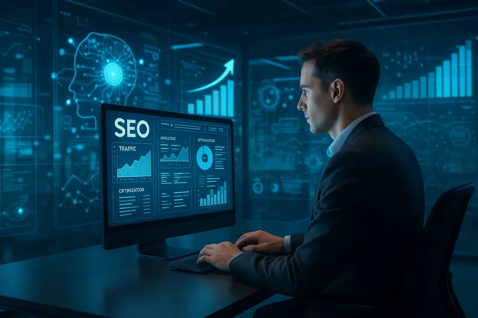 Team bei der Analyse von SEO-Daten mithilfe von KI.