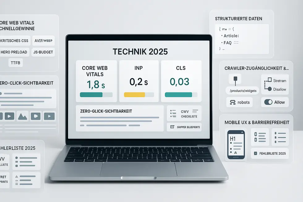 Technik 2025: Core Web Vitals 2.0, Strukturierte Daten, Zero‑Click