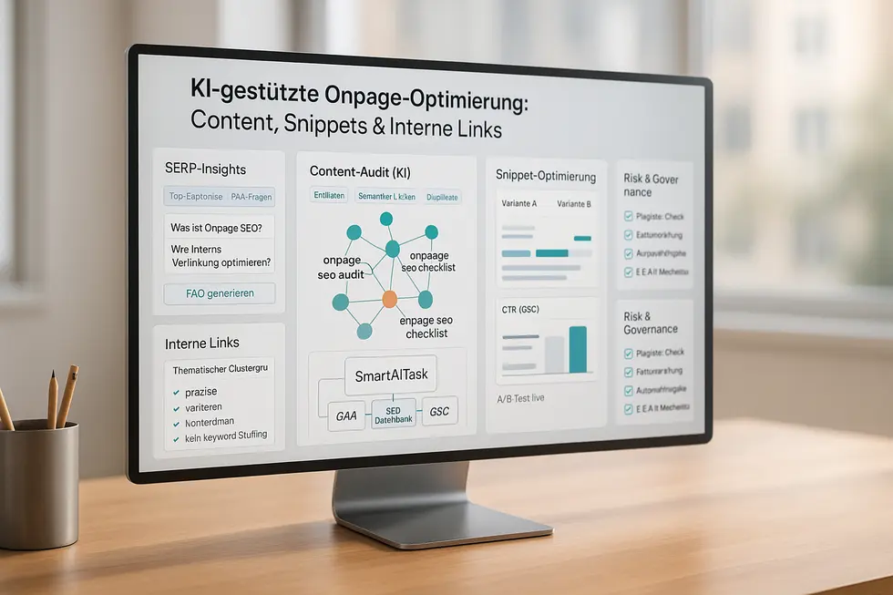 KI-gestützte Onpage-Optimierung: Content, Snippets & interne Links