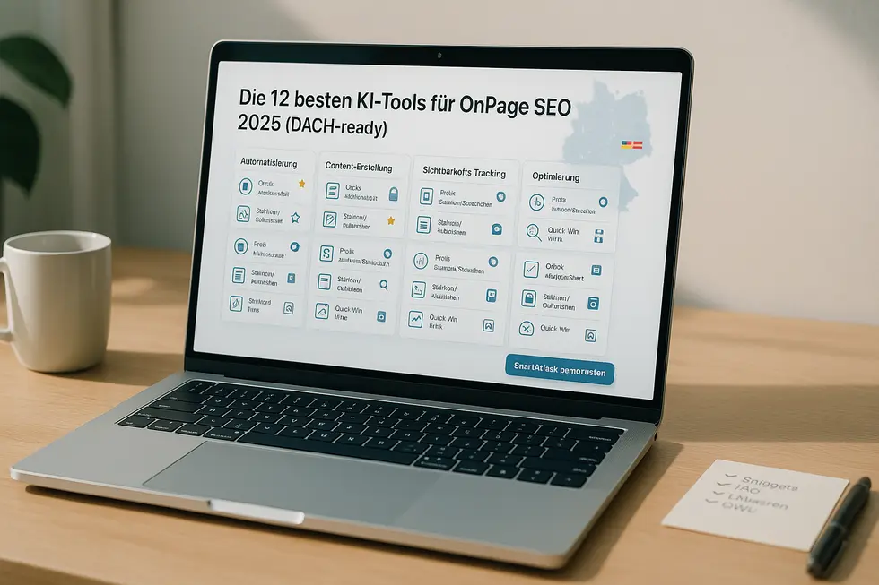 Die 12 besten KI-Tools für OnPage SEO 2025 (DACH-ready)